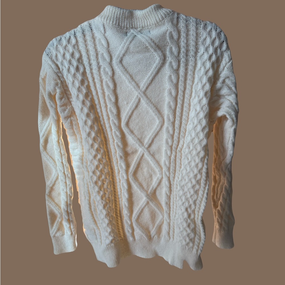 Vamtac Off White Crew Neck Aran Knit Sweater - Picture 4 of 5